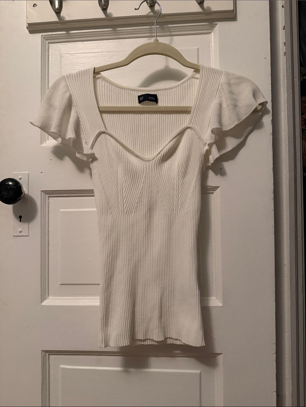 Gap Ribbed Flutter-Sleeve Knit Corset Top